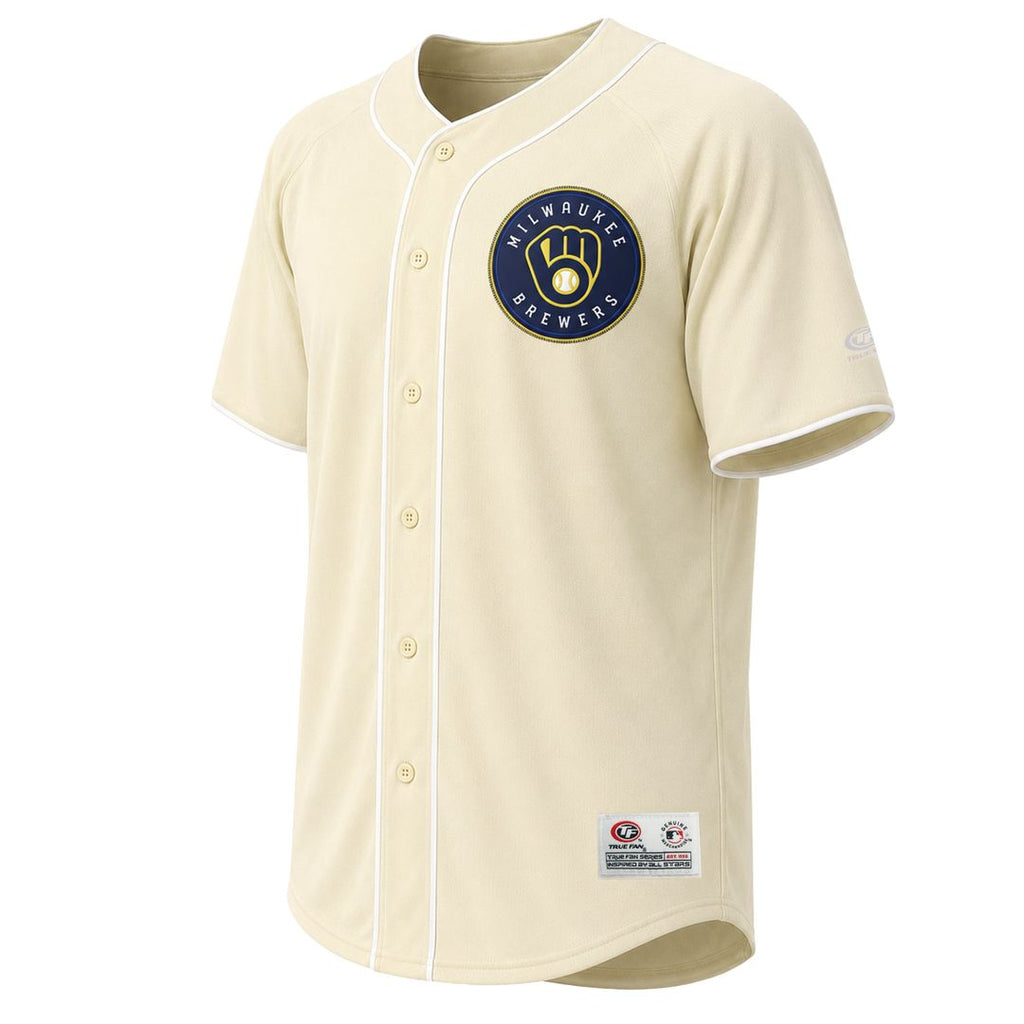 Milwaukee Brewers Stitches Cream Authentic MLB Jersey