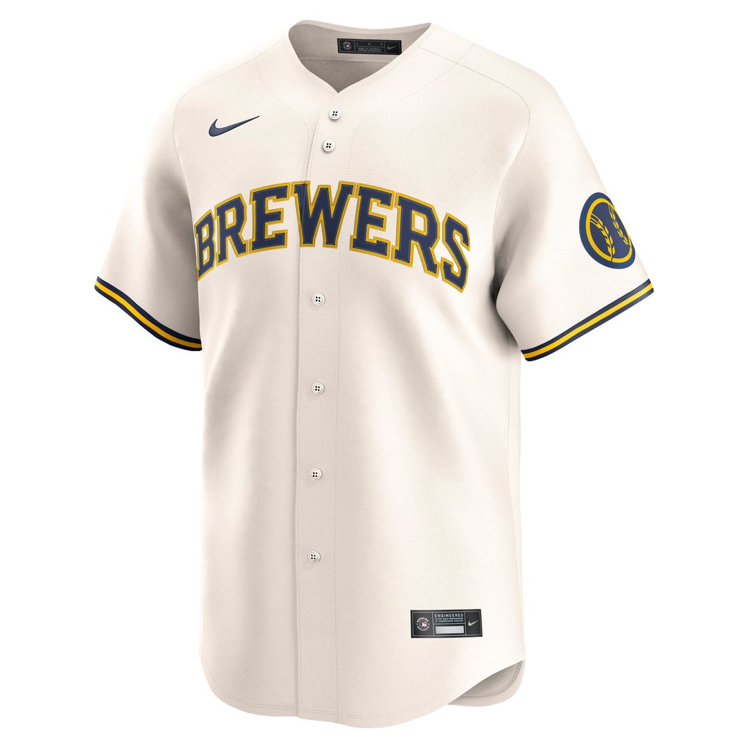 Milwaukee Brewers Nike Cream Authentic MLB Jersey