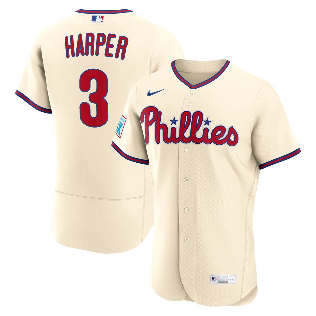 Philadelphia Phillies Nike Cream Authentic MLB baseball jersey
