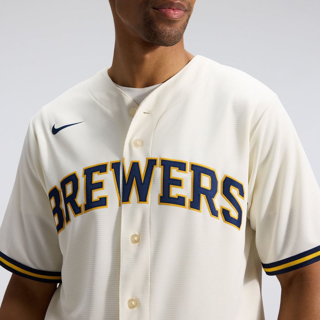 Milwaukee Brewers Nike Cream Replica MLB Jersey